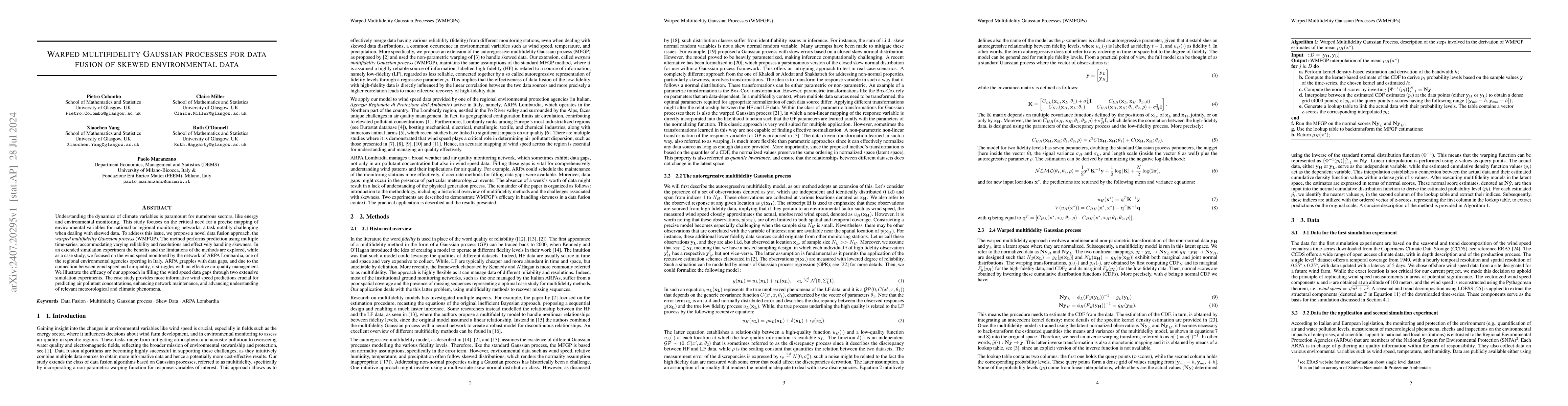 Thumbnail for Warped multifidelity Gaussian processes for data fusion of skewed
  environmental data