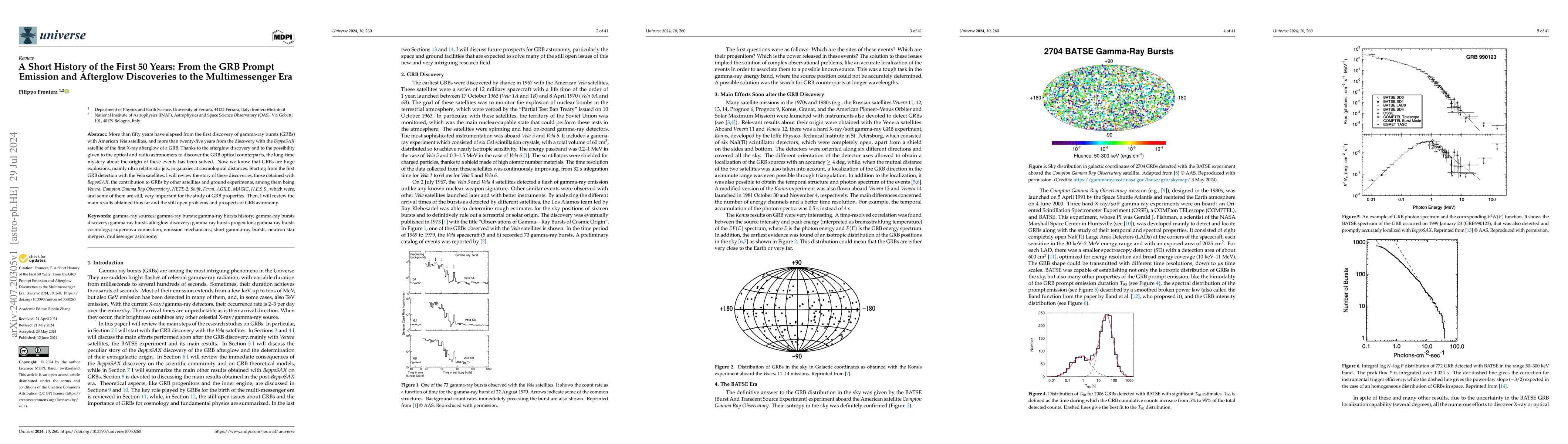 Thumbnail for A Short History of the First 50 Years: from the GRB Prompt Emission and
  Afterglow Discoveries to the Multimessenger Era