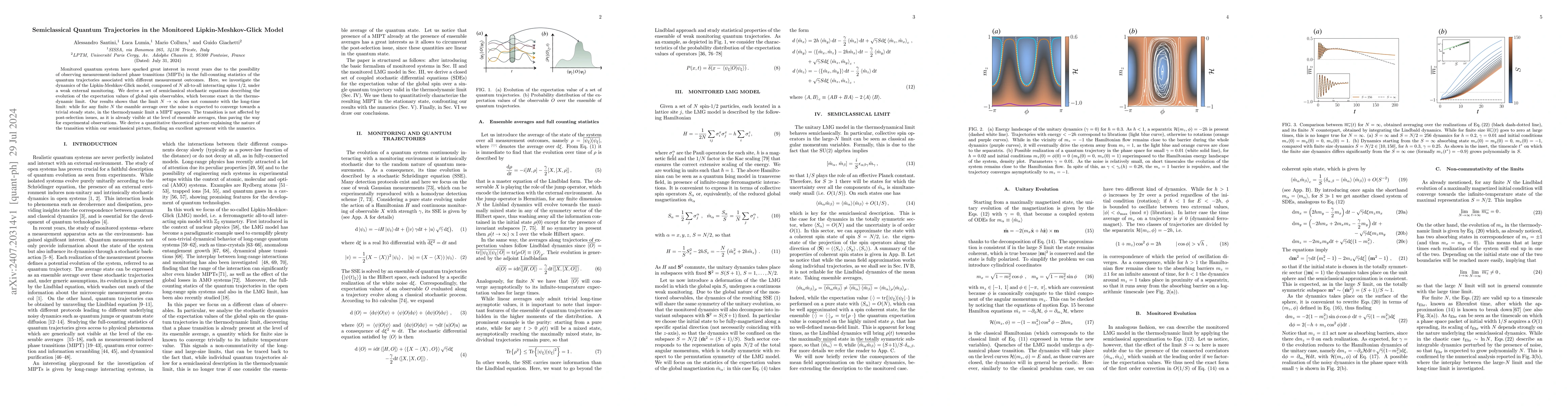 Thumbnail for Semiclassical Quantum Trajectories in the Monitored Lipkin-Meshkov-Glick
  Model