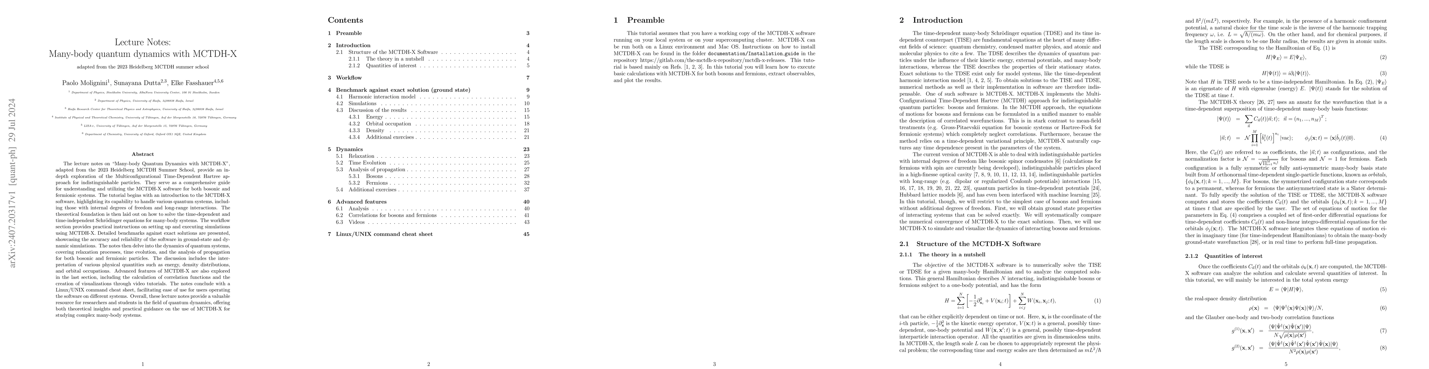 Thumbnail for Lecture Notes: many-body quantum dynamics with MCTDH-X