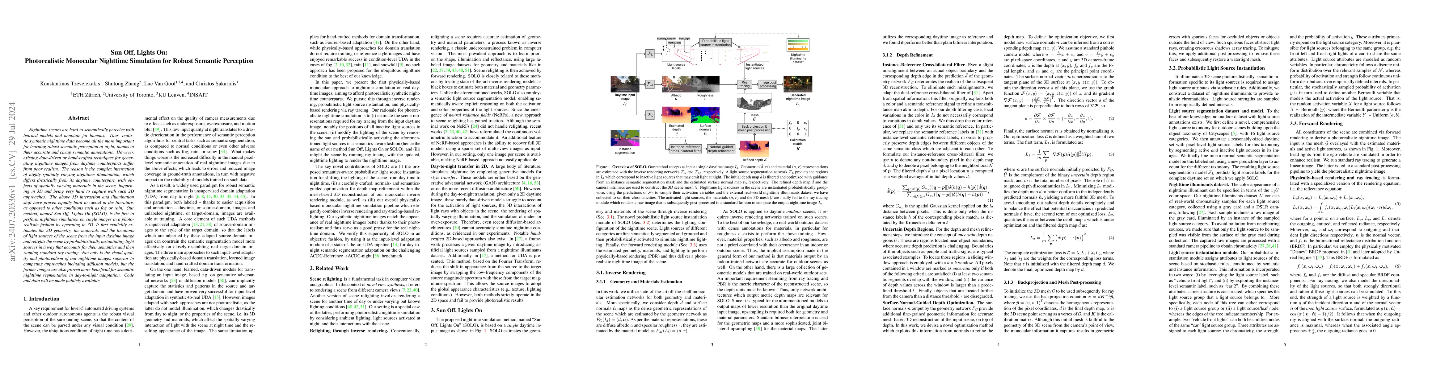 Thumbnail for Sun Off, Lights On: Photorealistic Monocular Nighttime Simulation for
  Robust Semantic Perception