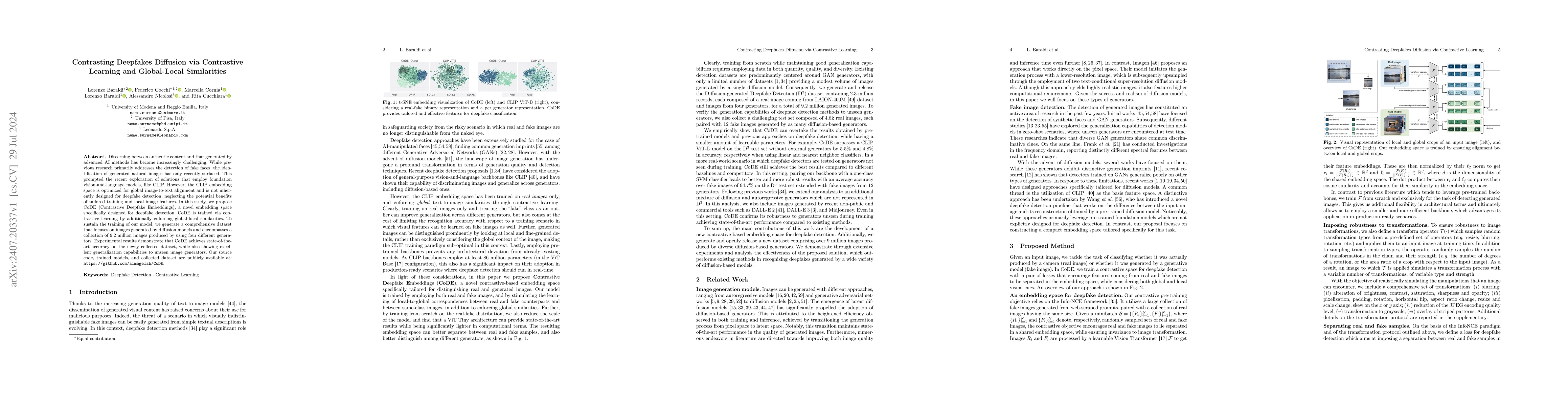 Thumbnail for Contrasting Deepfakes Diffusion via Contrastive Learning and
  Global-Local Similarities