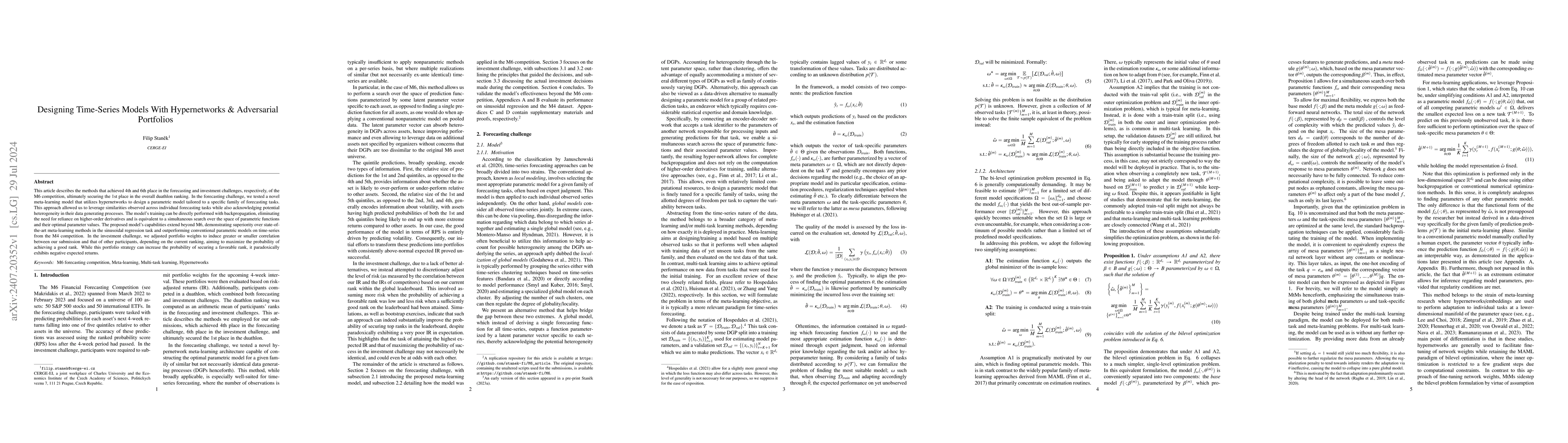 Thumbnail for Designing Time-Series Models With Hypernetworks & Adversarial Portfolios