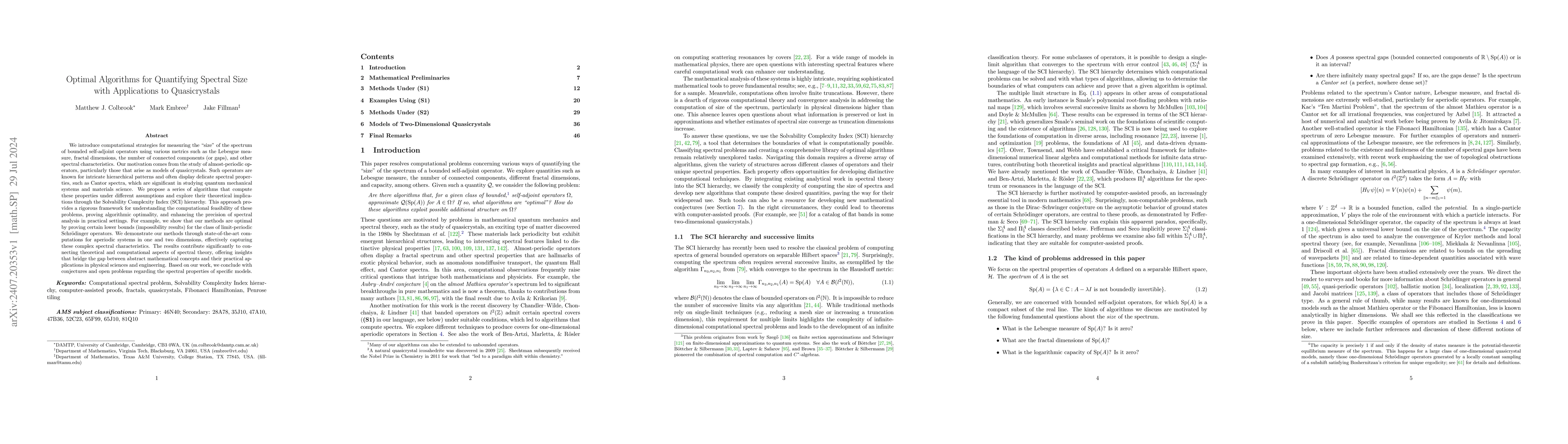 Thumbnail for Optimal Algorithms for Quantifying Spectral Size with Applications to
  Quasicrystals