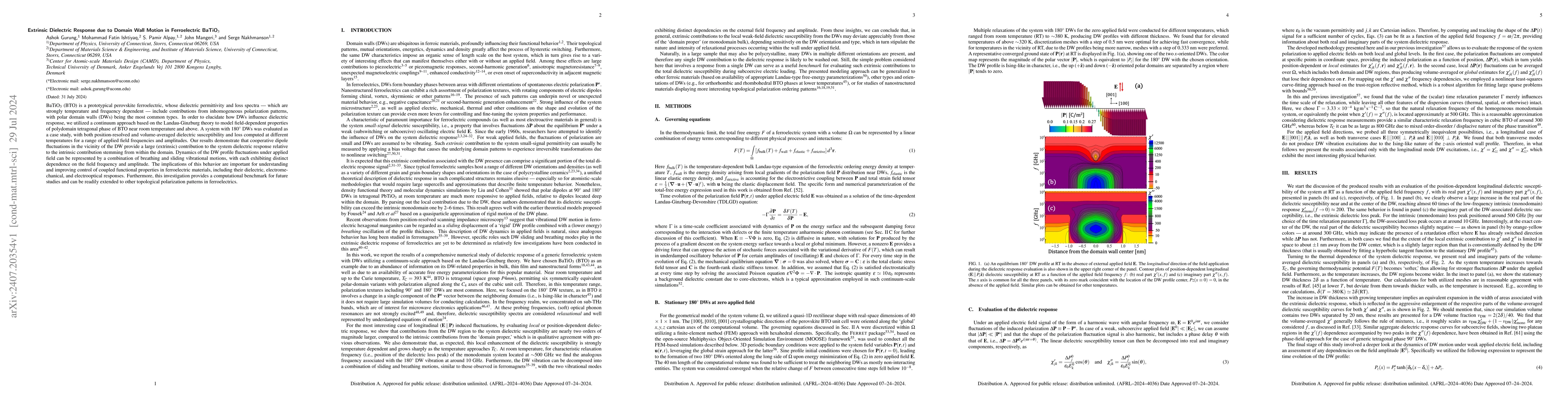 Thumbnail for Extrinsic Dielectric Response due to Domain Wall Motion in Ferroelectric
  BaTiO$_3$