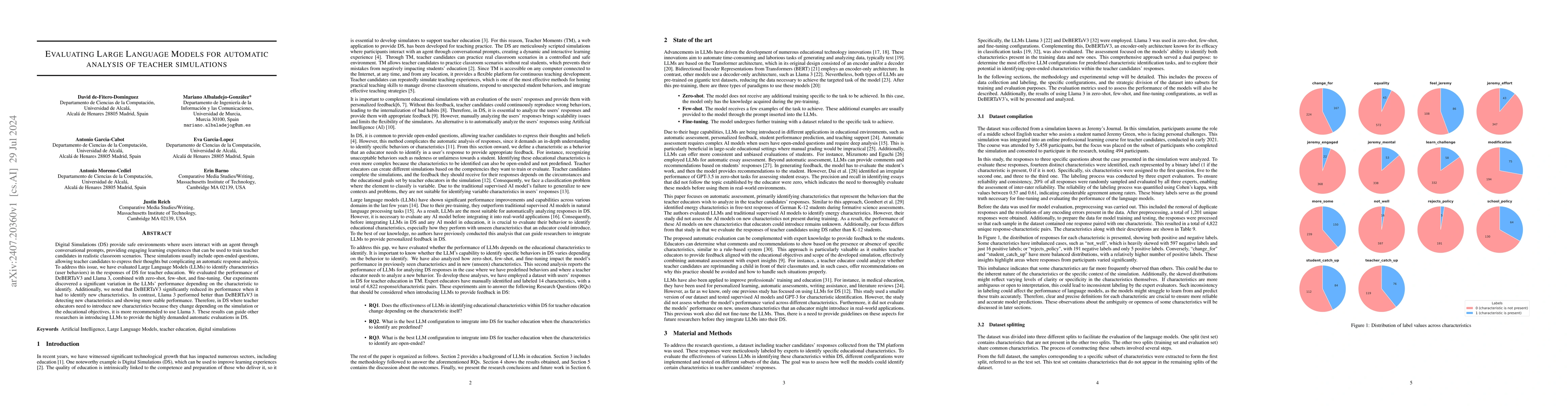 Thumbnail for Evaluating Large Language Models for automatic analysis of teacher
  simulations