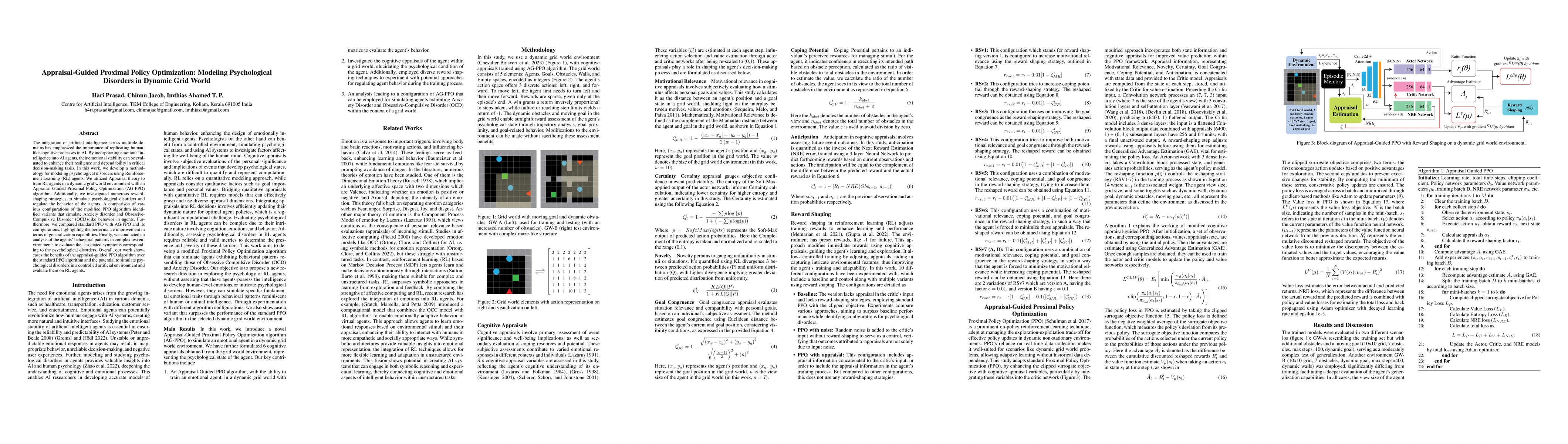 Thumbnail for Appraisal-Guided Proximal Policy Optimization: Modeling Psychological
  Disorders in Dynamic Grid World