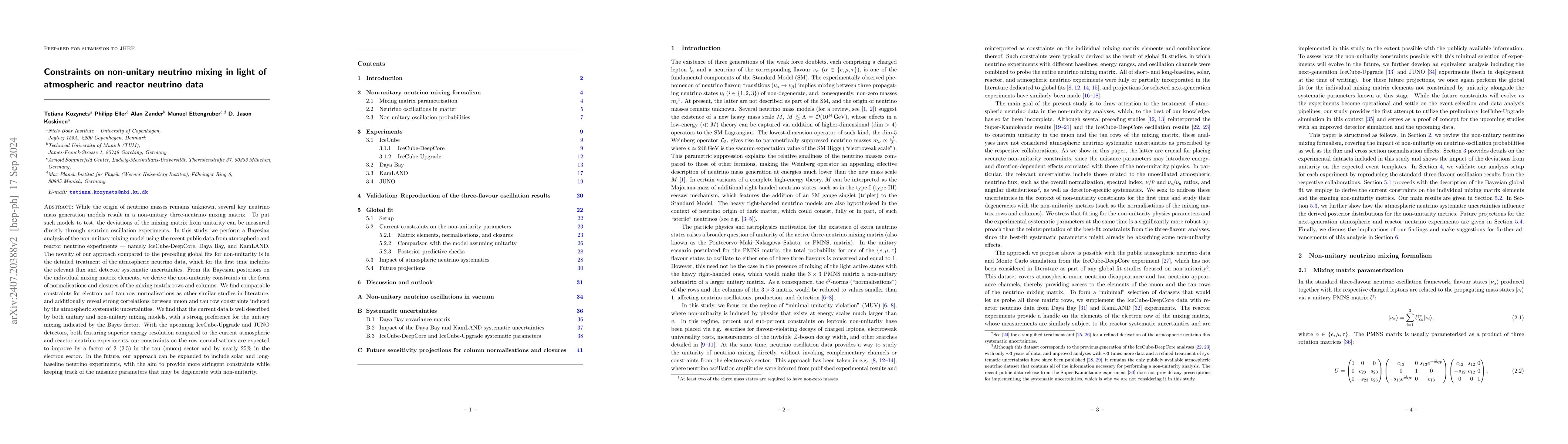 Thumbnail for Constraints on non-unitary neutrino mixing in light of atmospheric and
  reactor neutrino data