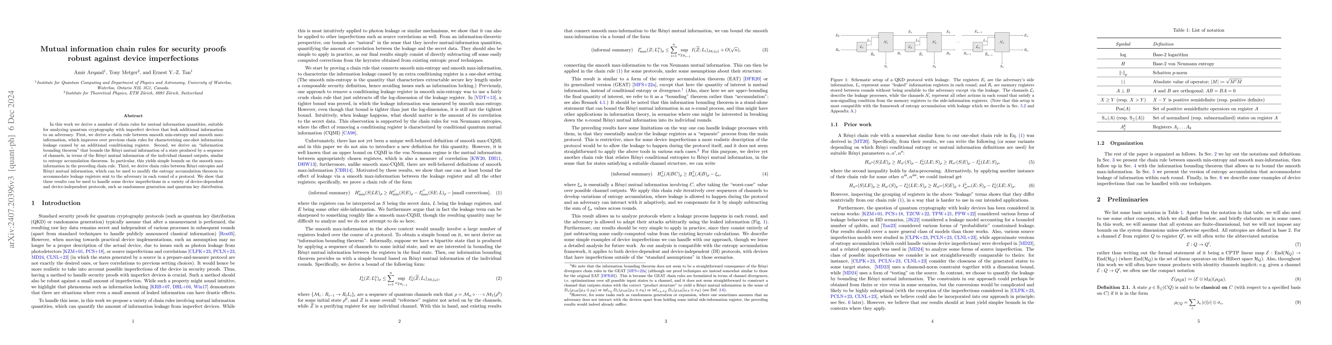 Thumbnail for Mutual information chain rules for security proofs robust against device
  imperfections