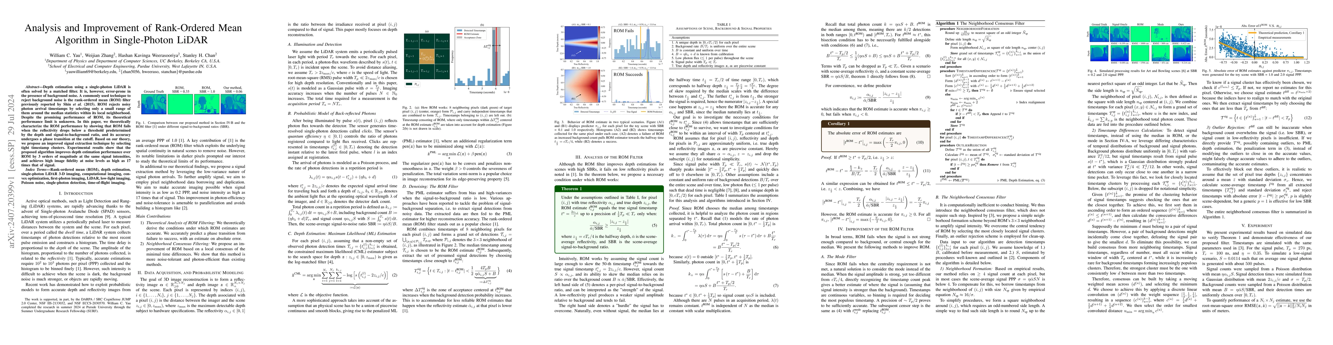 Thumbnail for Analysis and Improvement of Rank-Ordered Mean Algorithm in Single-Photon
  LiDAR