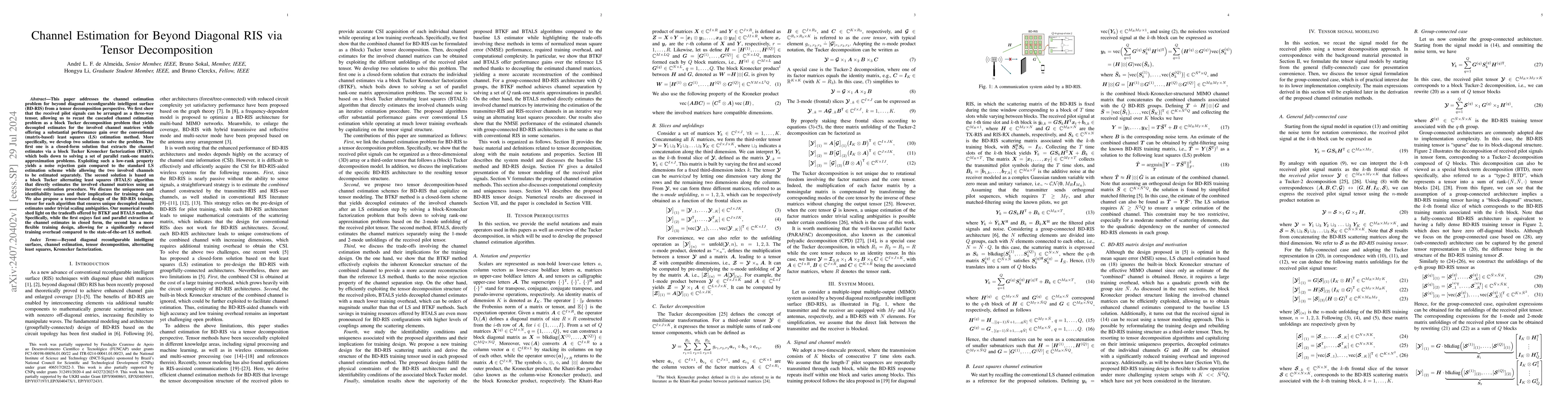 Thumbnail for Channel Estimation for Beyond Diagonal RIS via Tensor Decomposition
