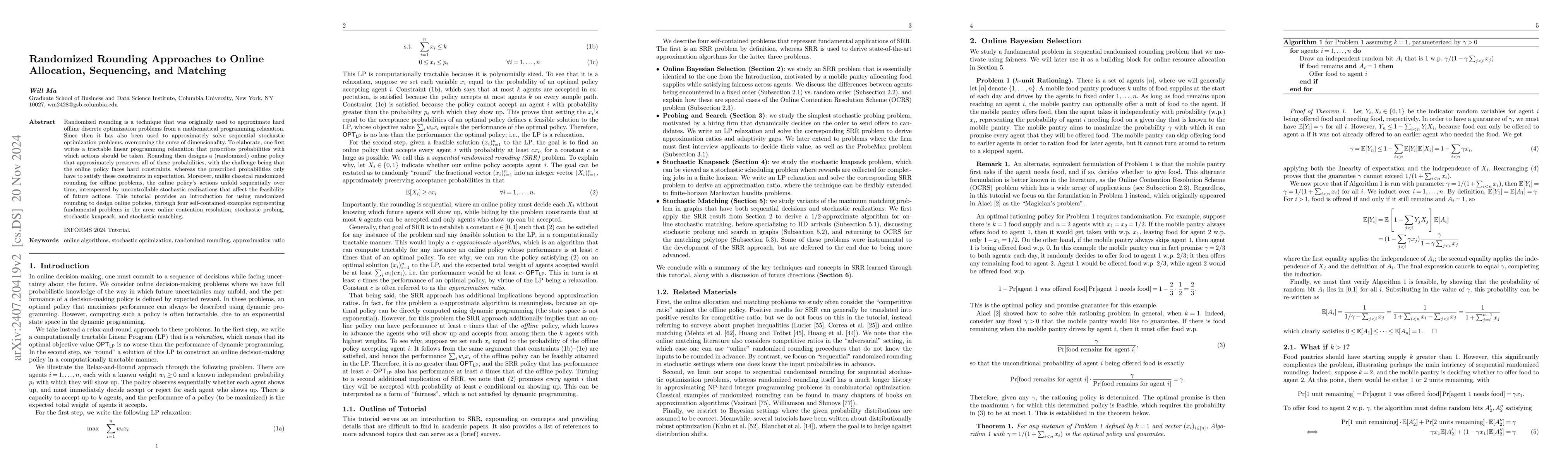 Thumbnail for Randomized Rounding Approaches to Online Allocation, Sequencing, and
  Matching