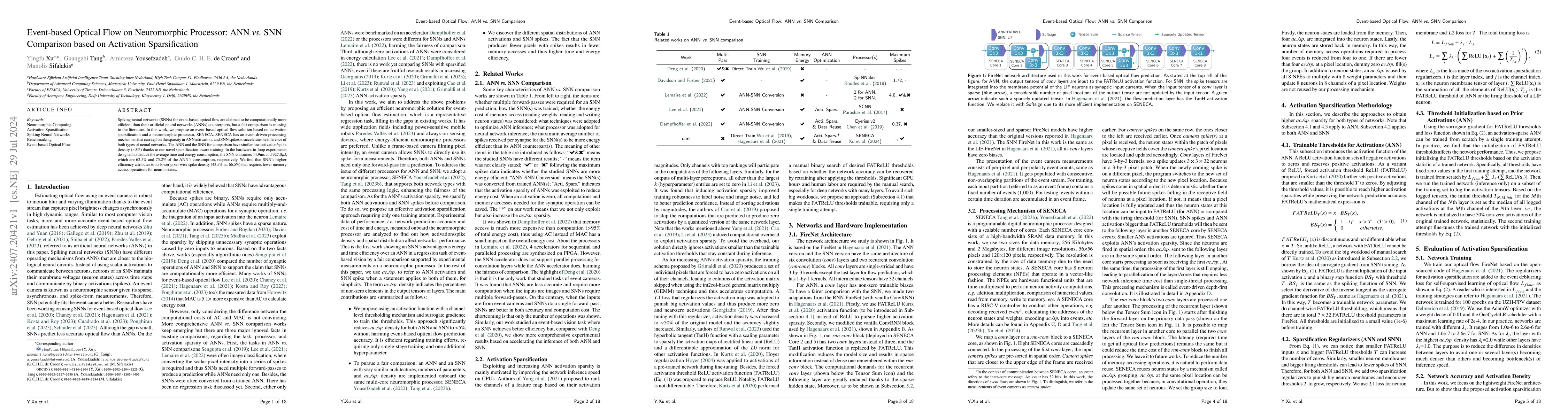 Thumbnail for Event-based Optical Flow on Neuromorphic Processor: ANN vs. SNN
  Comparison based on Activation Sparsification