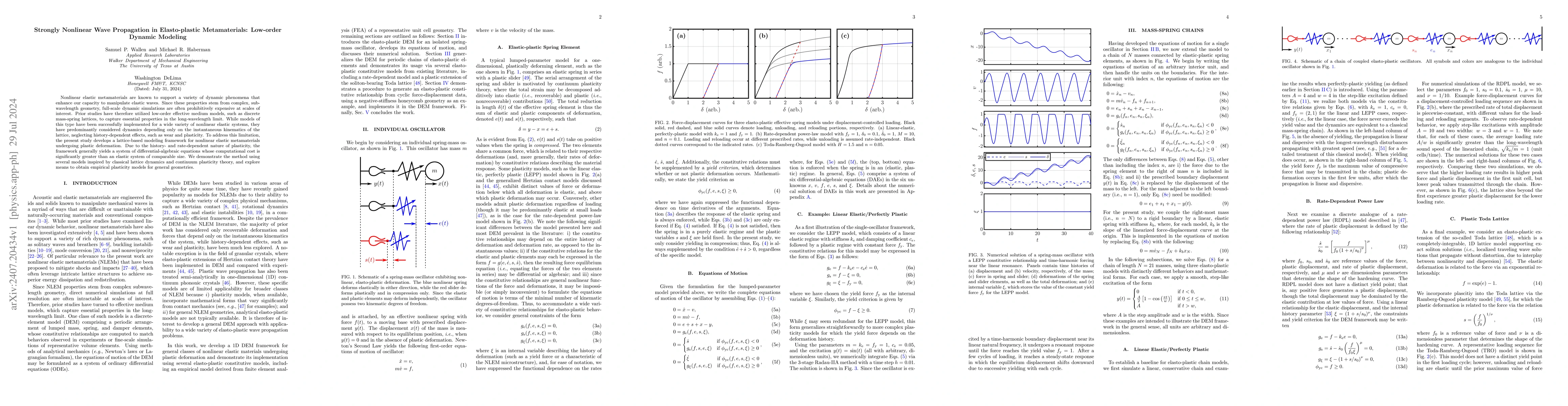 Thumbnail for Strongly Nonlinear Wave Propagation in Elasto-plastic Metamaterials:
  Low-order Dynamic Modeling