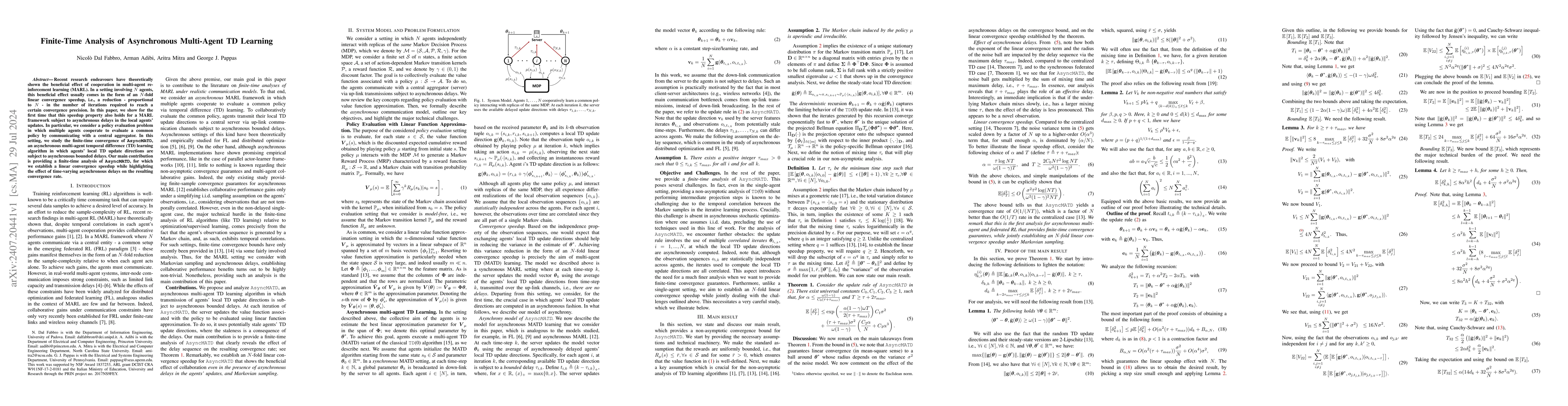 Thumbnail for Finite-Time Analysis of Asynchronous Multi-Agent TD Learning