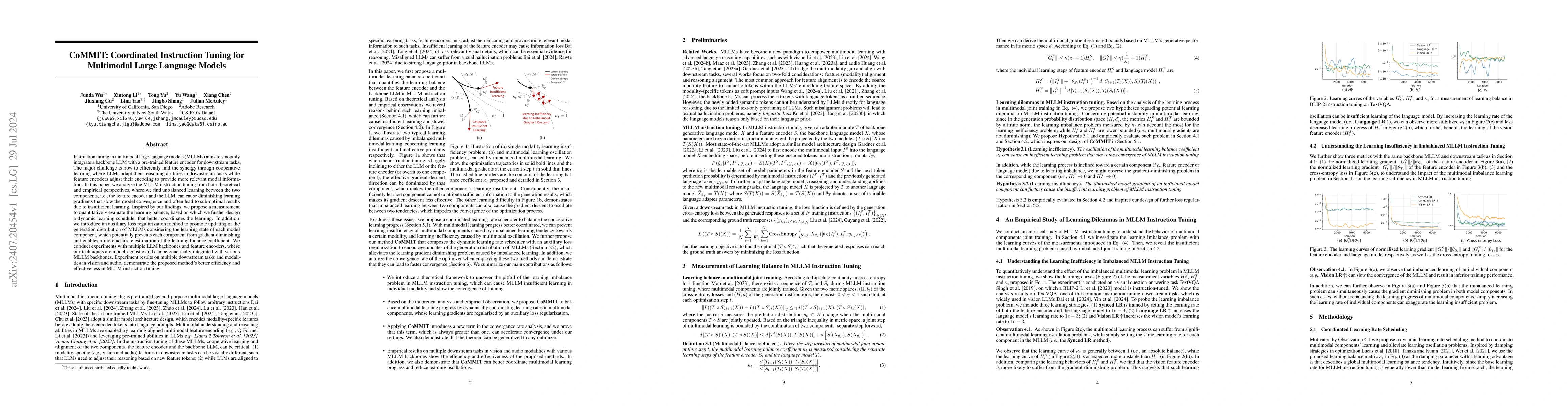 Thumbnail for CoMMIT: Coordinated Instruction Tuning for Multimodal Large Language
  Models