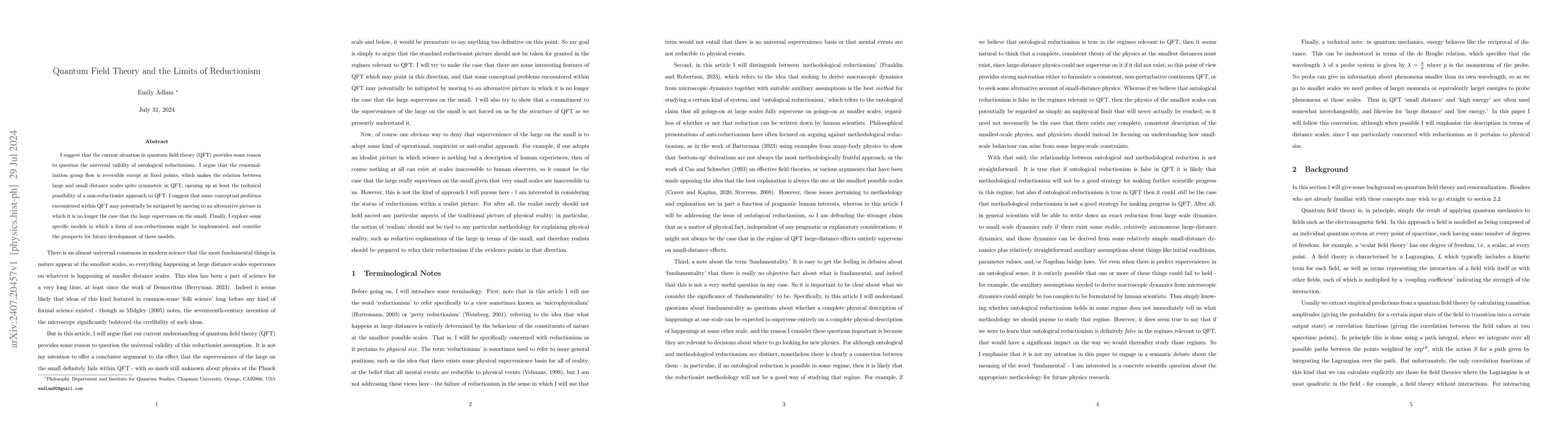 Thumbnail for Quantum Field Theory and the Limits of Reductionism