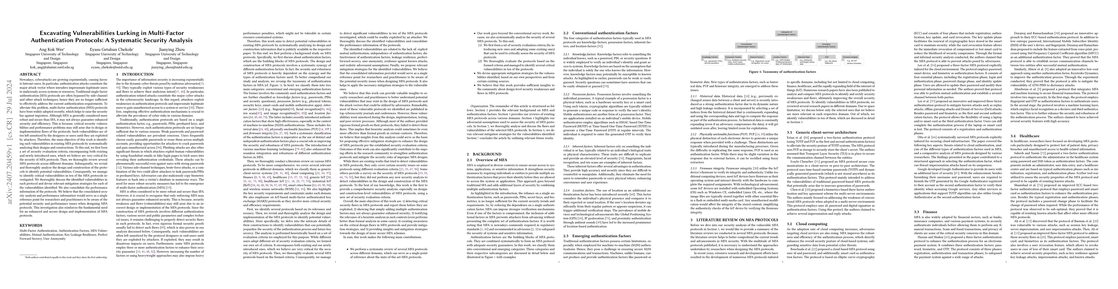 Thumbnail for Excavating Vulnerabilities Lurking in Multi-Factor Authentication
  Protocols: A Systematic Security Analysis