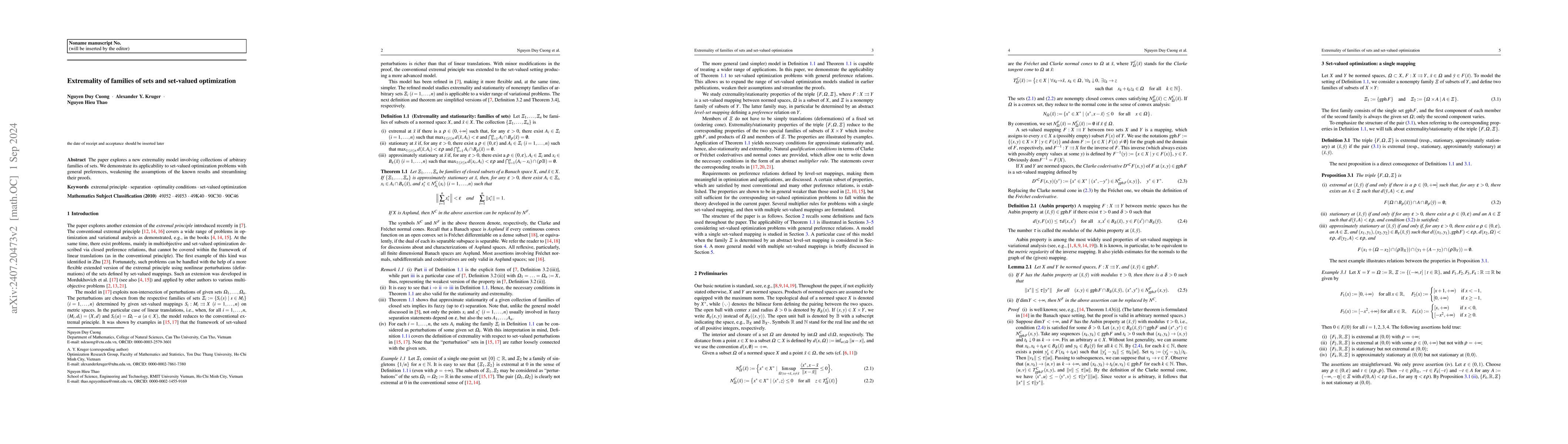 Thumbnail for Extremality of families of sets and set-valued optimization