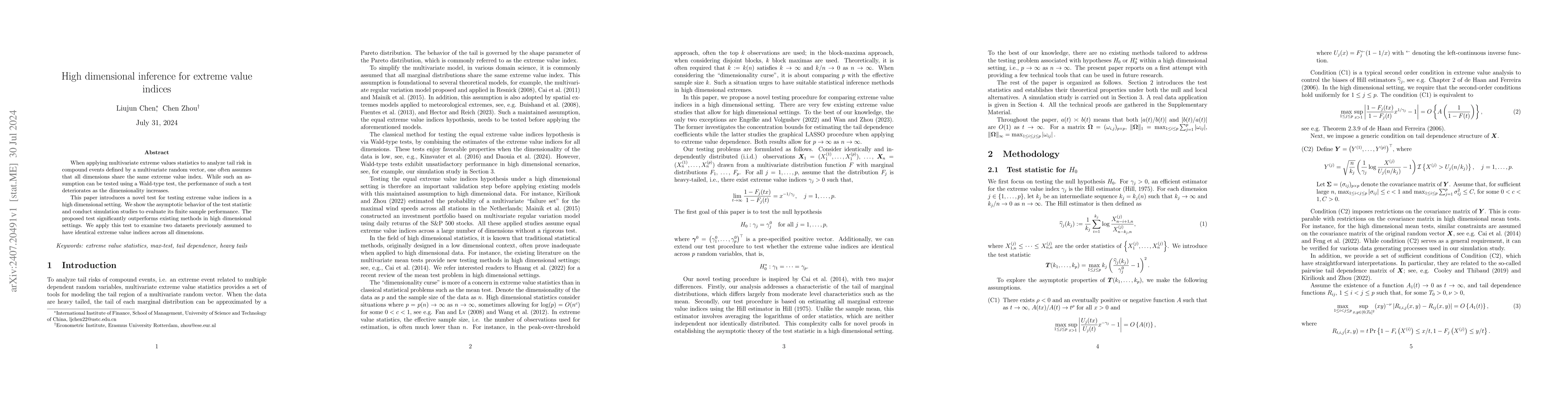 Thumbnail for High dimensional inference for extreme value indices