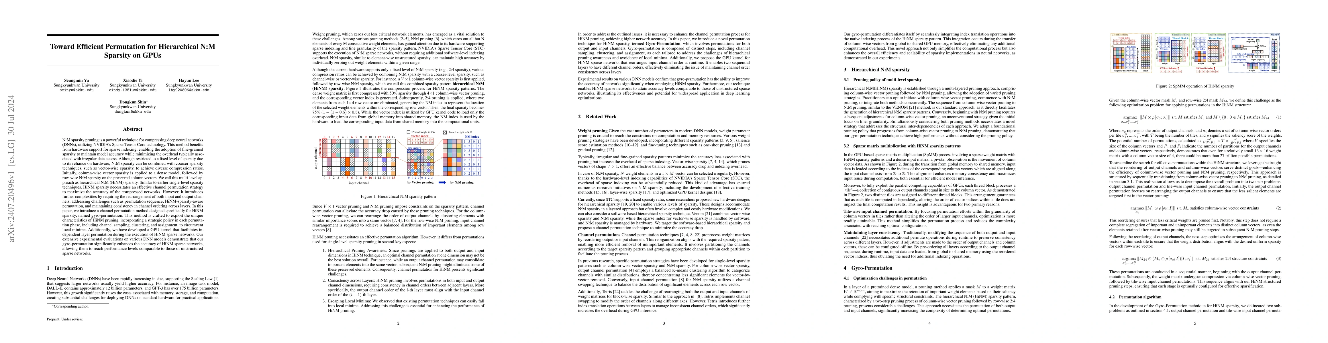Thumbnail for Toward Efficient Permutation for Hierarchical N:M Sparsity on GPUs