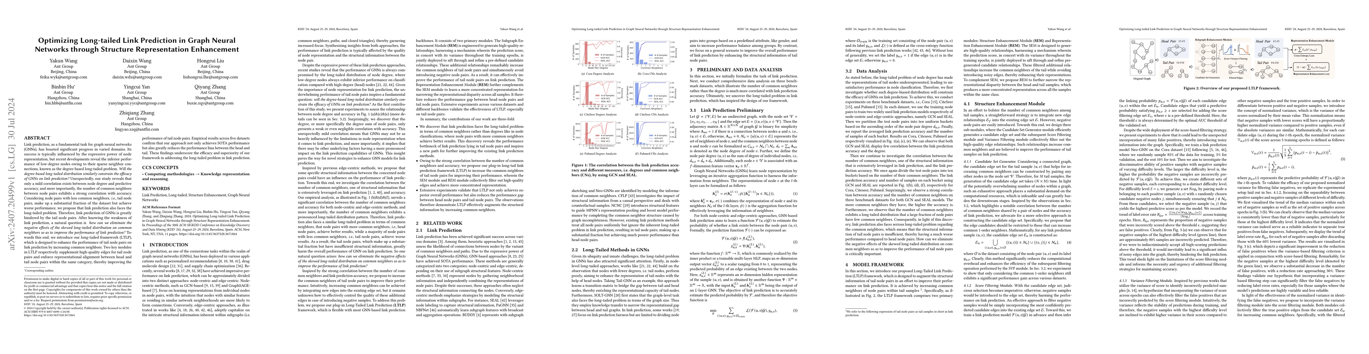 Thumbnail for Optimizing Long-tailed Link Prediction in Graph Neural Networks through
  Structure Representation Enhancement