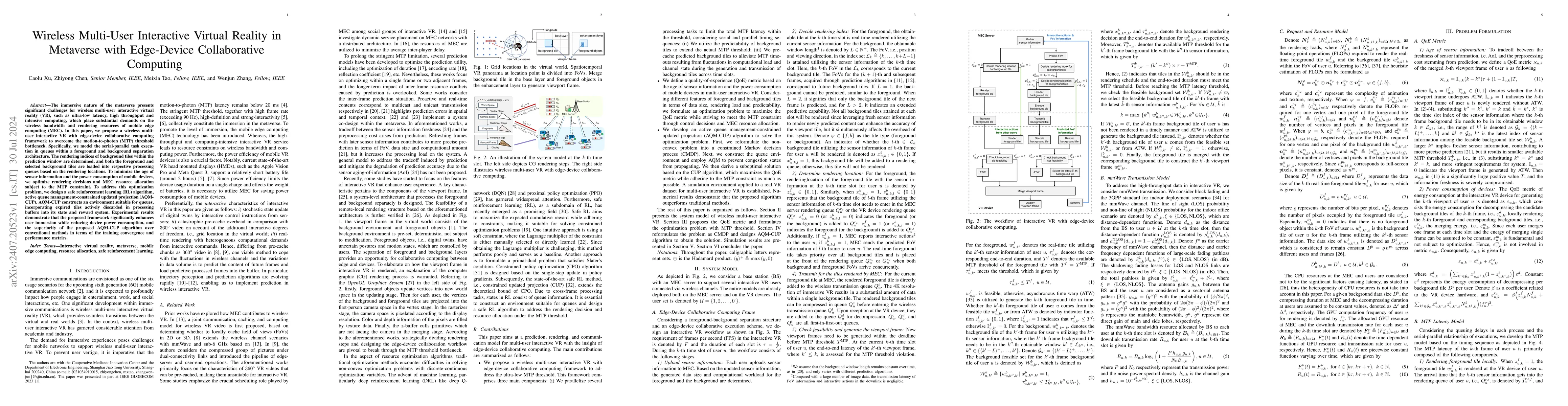 Thumbnail for Wireless Multi-User Interactive Virtual Reality in Metaverse with
  Edge-Device Collaborative Computing