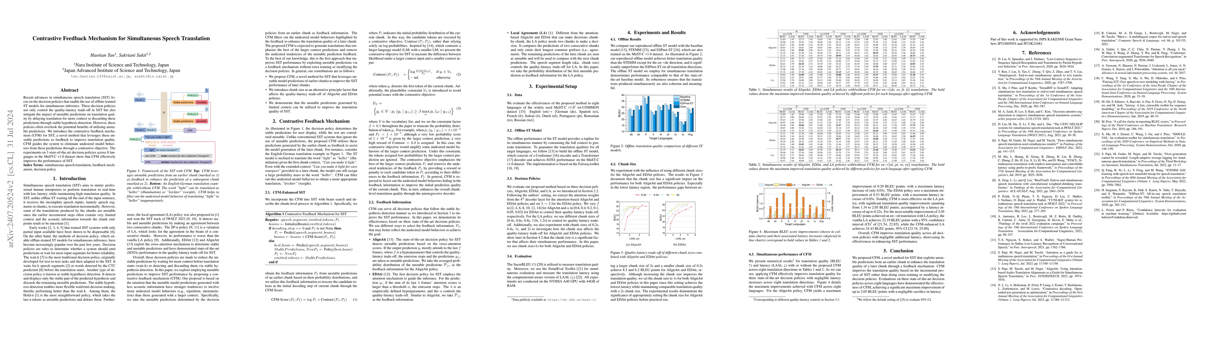 Thumbnail for Contrastive Feedback Mechanism for Simultaneous Speech Translation