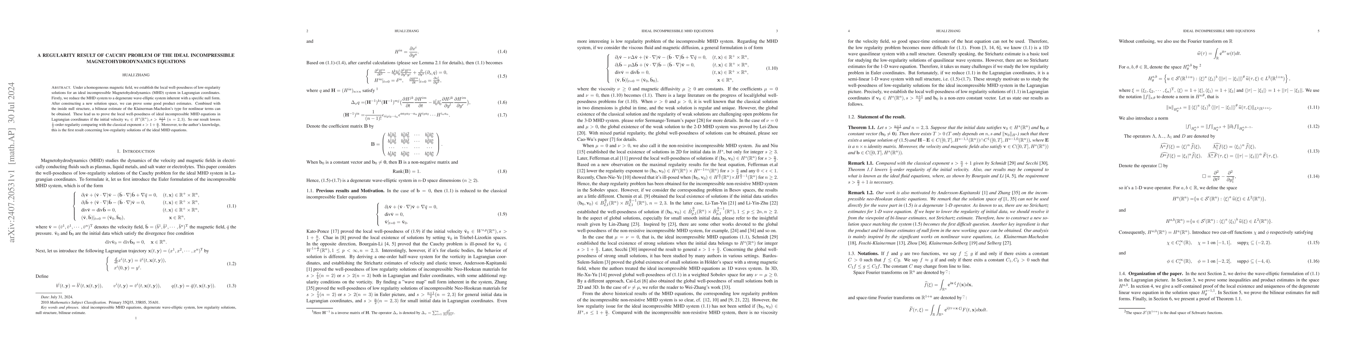 Thumbnail for A regularity result of Cauchy problem of the ideal incompressible
  Magnetohydrodynamics equations
