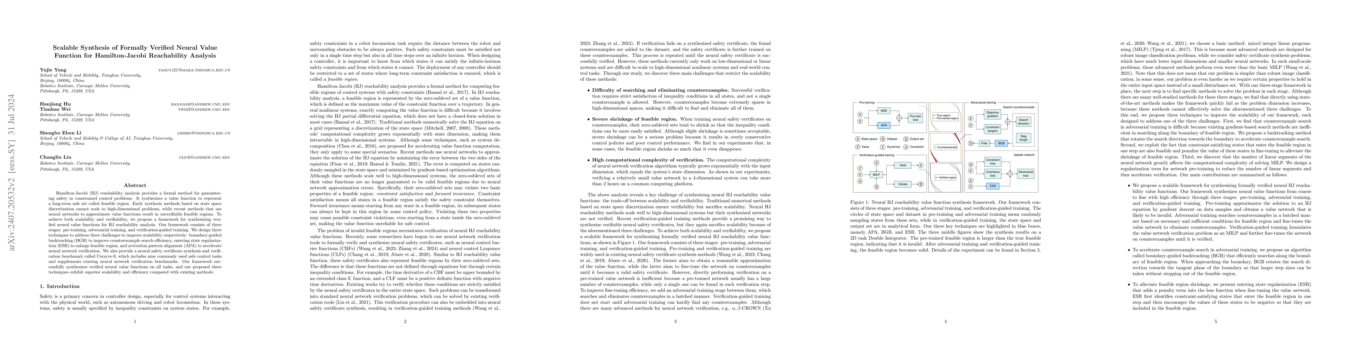 Thumbnail for Scalable Synthesis of Formally Verified Neural Value Function for
  Hamilton-Jacobi Reachability Analysis