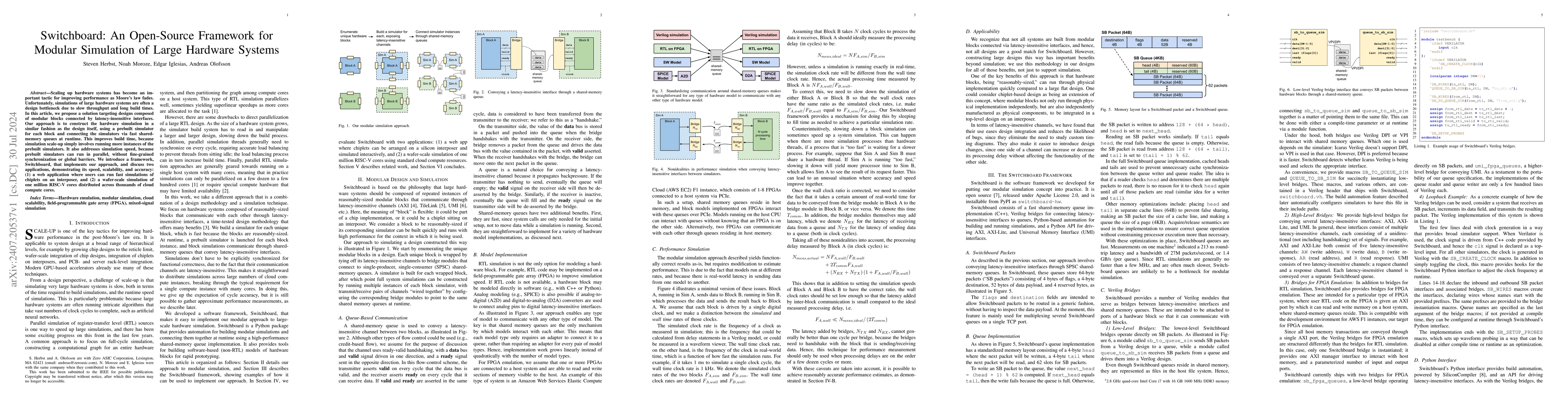 Thumbnail for Switchboard: An Open-Source Framework for Modular Simulation of Large
  Hardware Systems