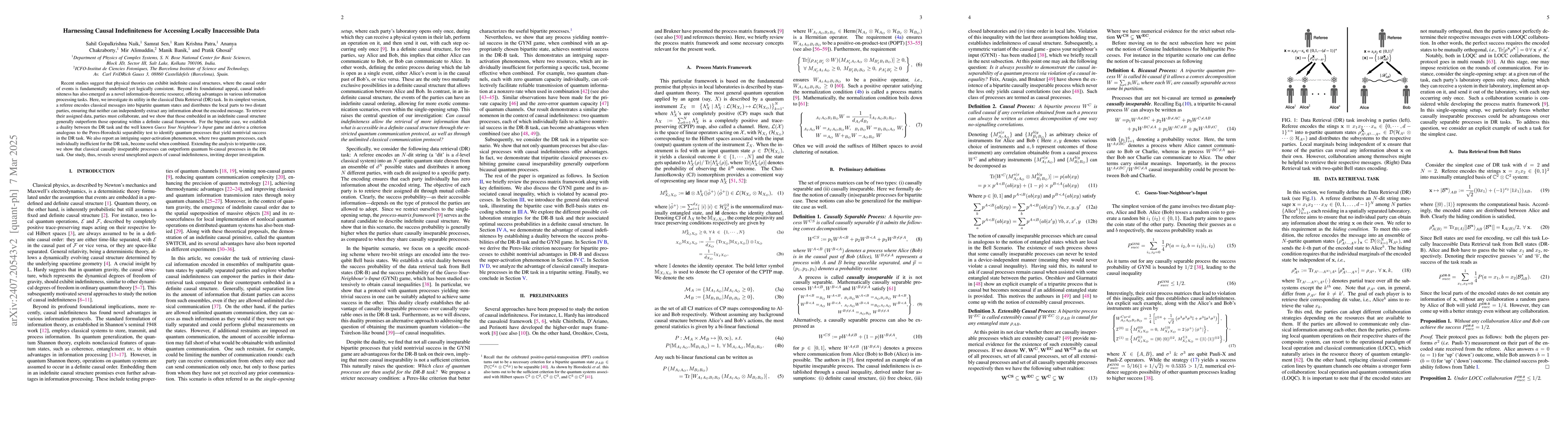 Thumbnail for Harnessing Causal Indefiniteness for Accessing Locally Inaccessible Data