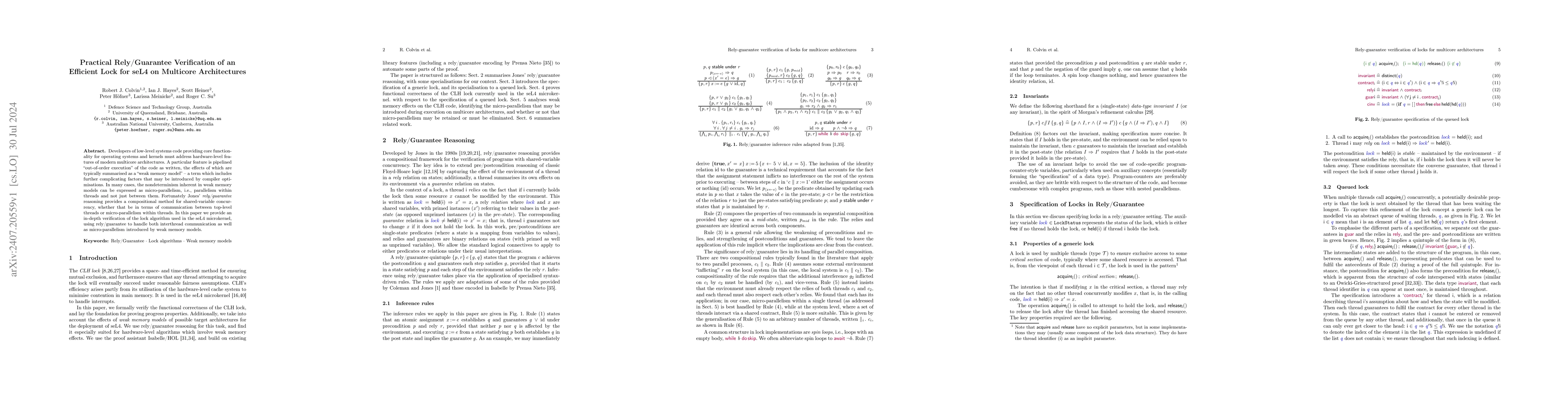 Thumbnail for Practical Rely/Guarantee Verification of an Efficient Lock for seL4 on
  Multicore Architectures