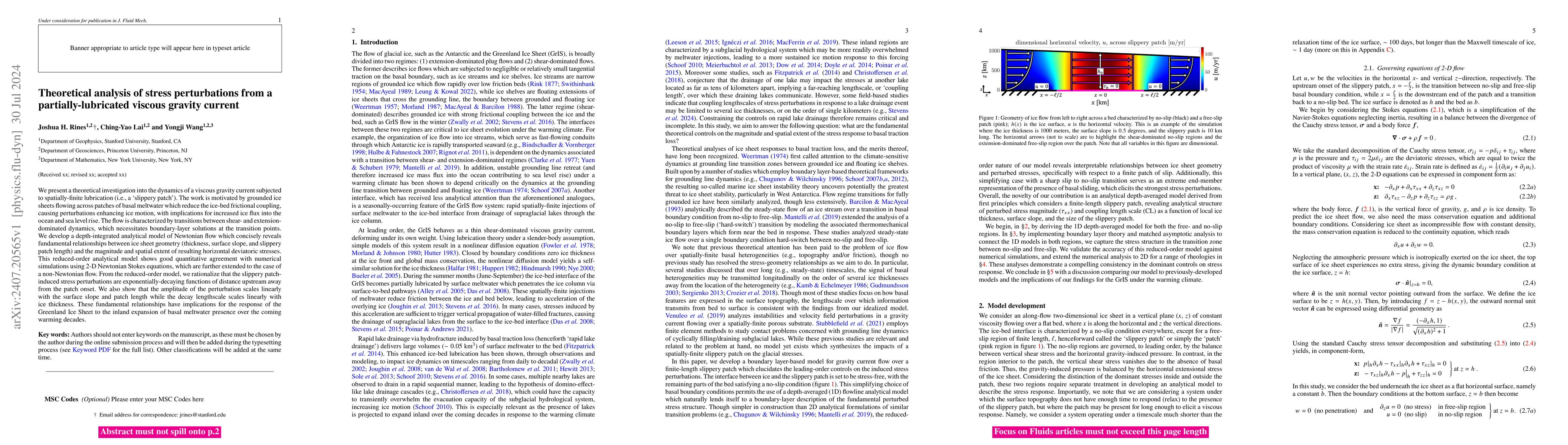 Thumbnail for Theoretical analysis of stress perturbations from a partially-lubricated
  viscous gravity current
