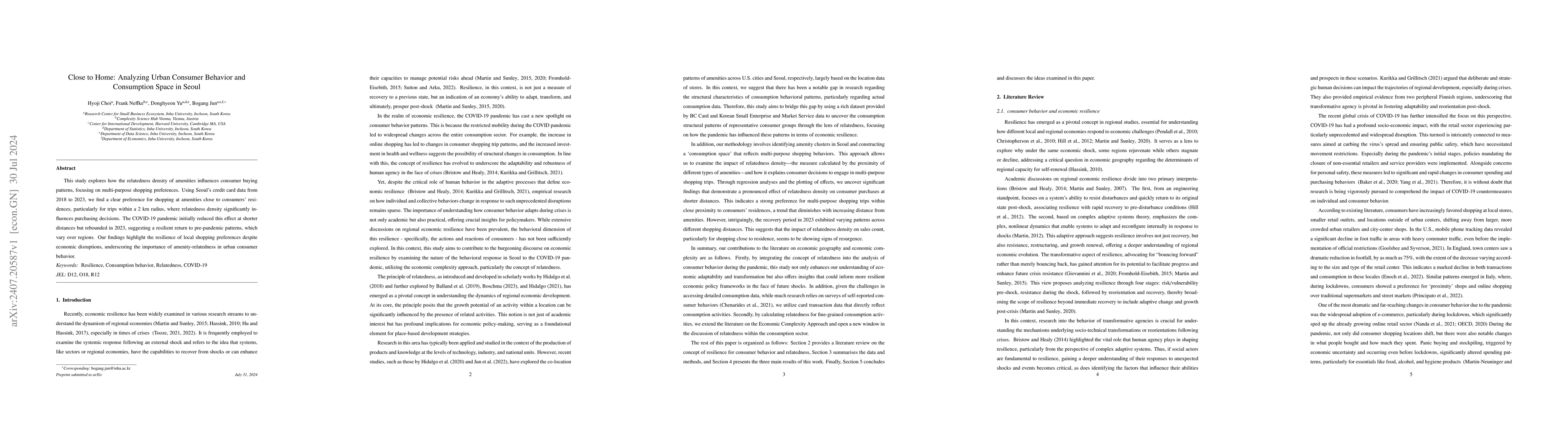 Thumbnail for Close to Home: Analyzing Urban Consumer Behavior and Consumption Space
  in Seoul