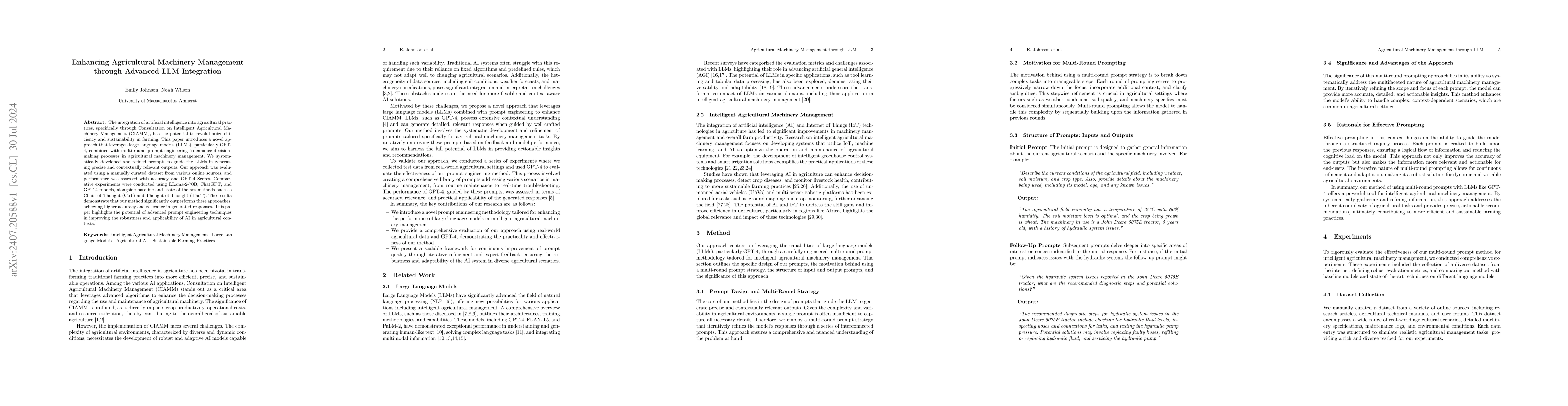 Thumbnail for Enhancing Agricultural Machinery Management through Advanced LLM
  Integration