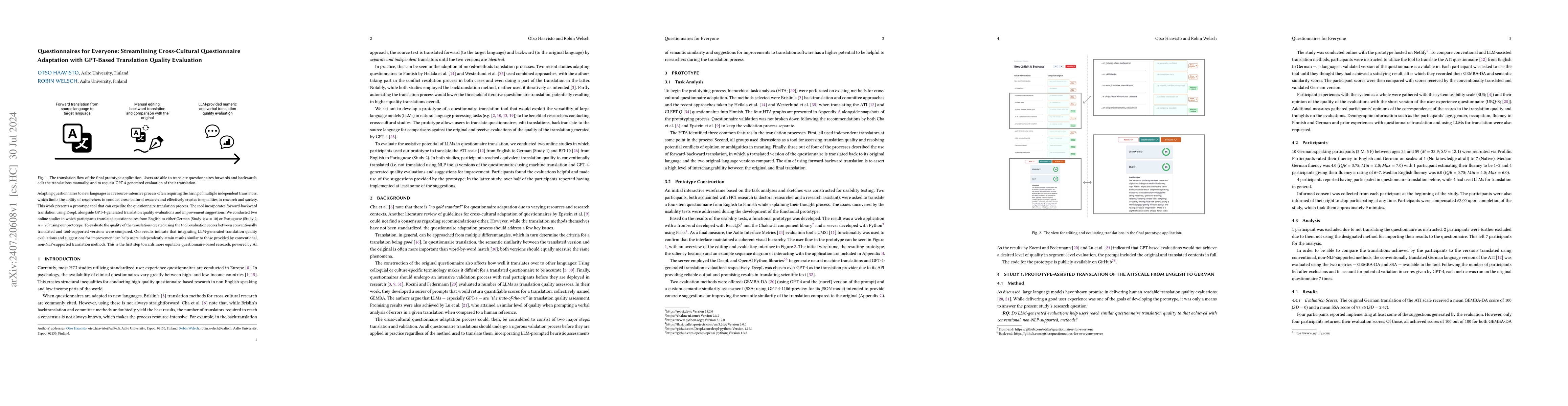 Thumbnail for Questionnaires for Everyone: Streamlining Cross-Cultural Questionnaire
  Adaptation with GPT-Based Translation Quality Evaluation