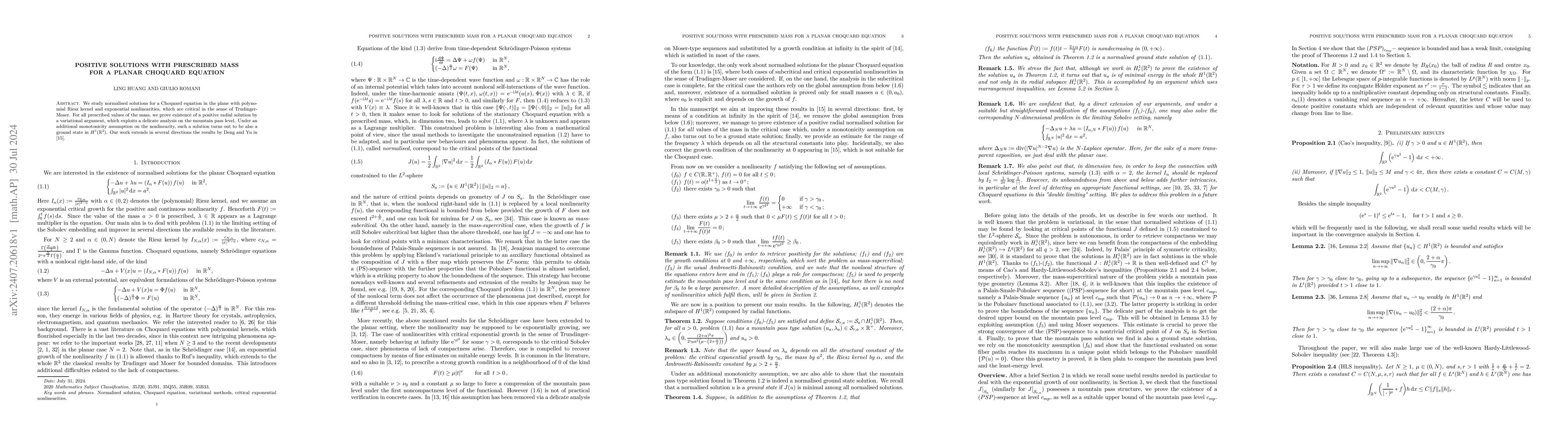 Thumbnail for Positive solutions with prescribed mass for a planar Choquard equation