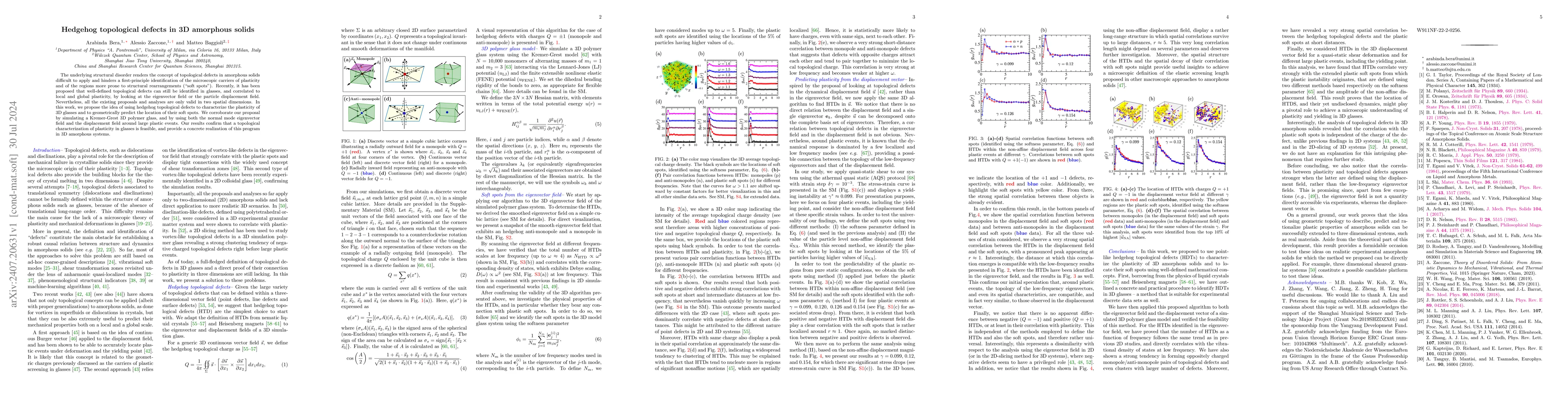 Thumbnail for Hedgehog topological defects in 3D amorphous solids