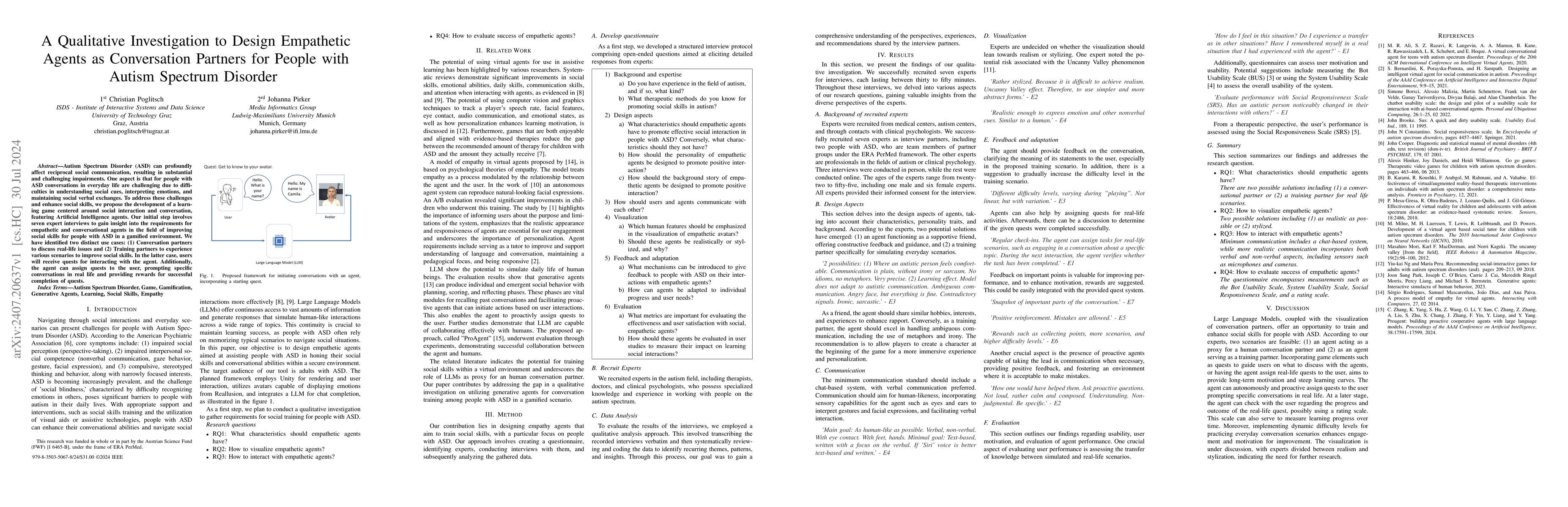 Thumbnail for A Qualitative Investigation to Design Empathetic Agents as Conversation
  Partners for People with Autism Spectrum Disorder