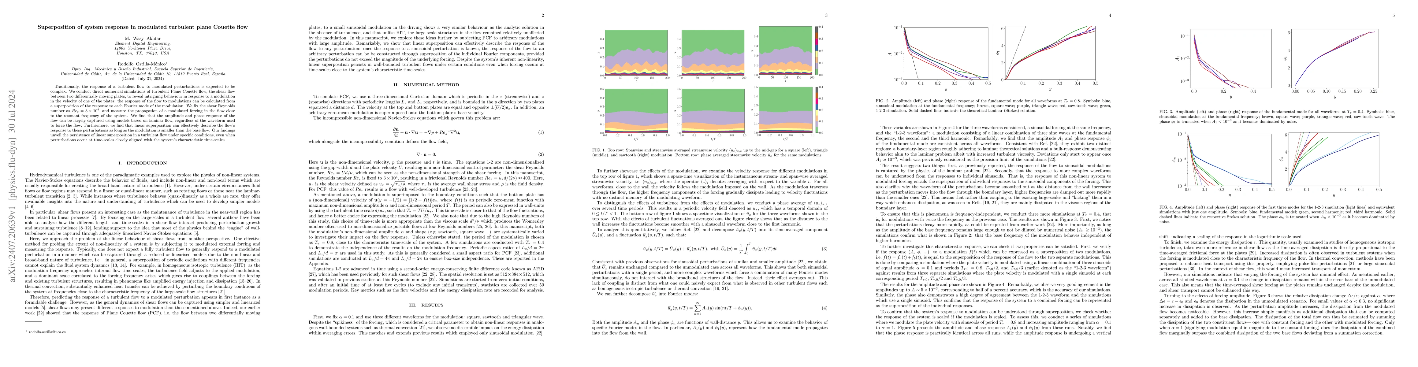 Thumbnail for Superposition of system response in modulated turbulent plane Couette
  flow