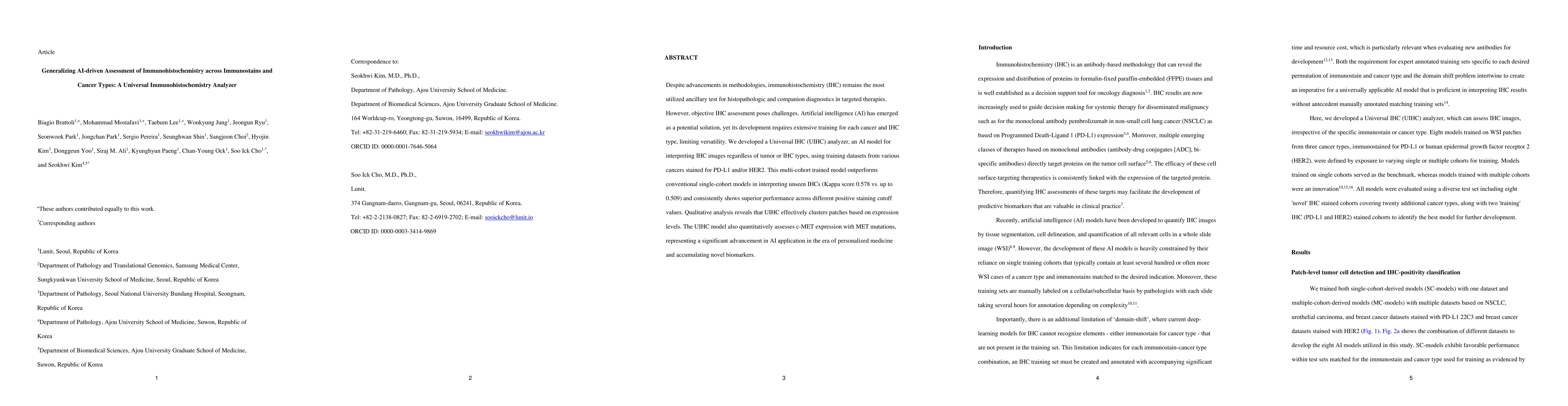 Thumbnail for Generalizing AI-driven Assessment of Immunohistochemistry across
  Immunostains and Cancer Types: A Universal Immunohistochemistry Analyzer