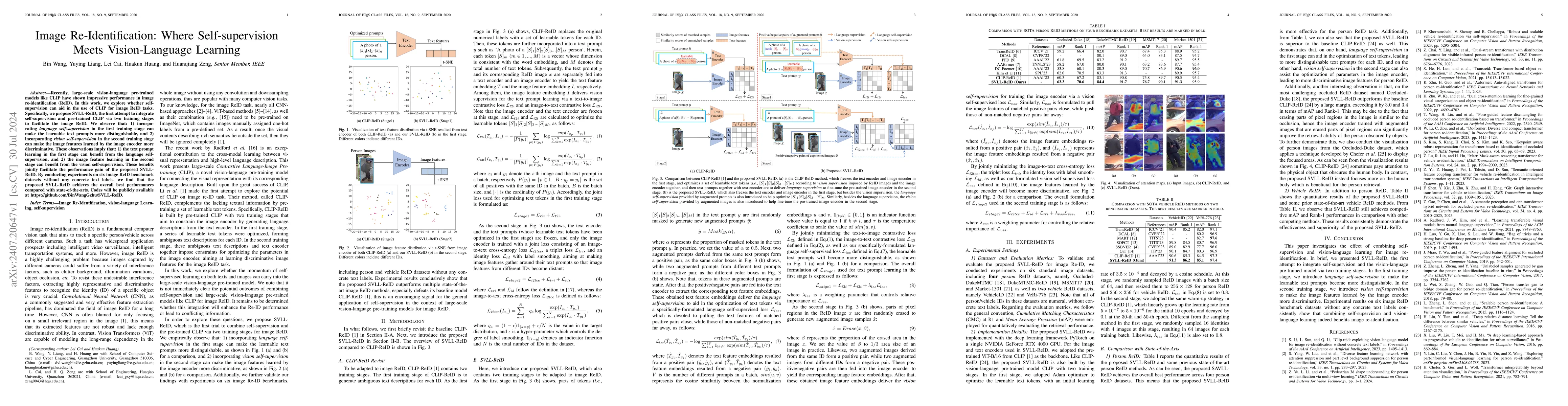 Thumbnail for Image Re-Identification: Where Self-supervision Meets Vision-Language
  Learning