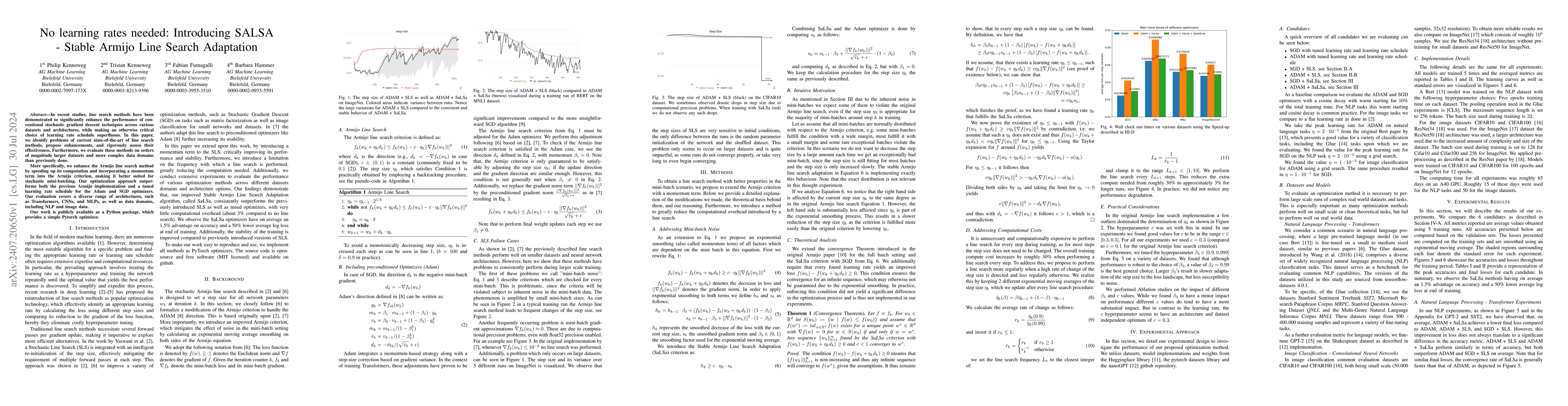 Thumbnail for No learning rates needed: Introducing SALSA -- Stable Armijo Line Search
  Adaptation