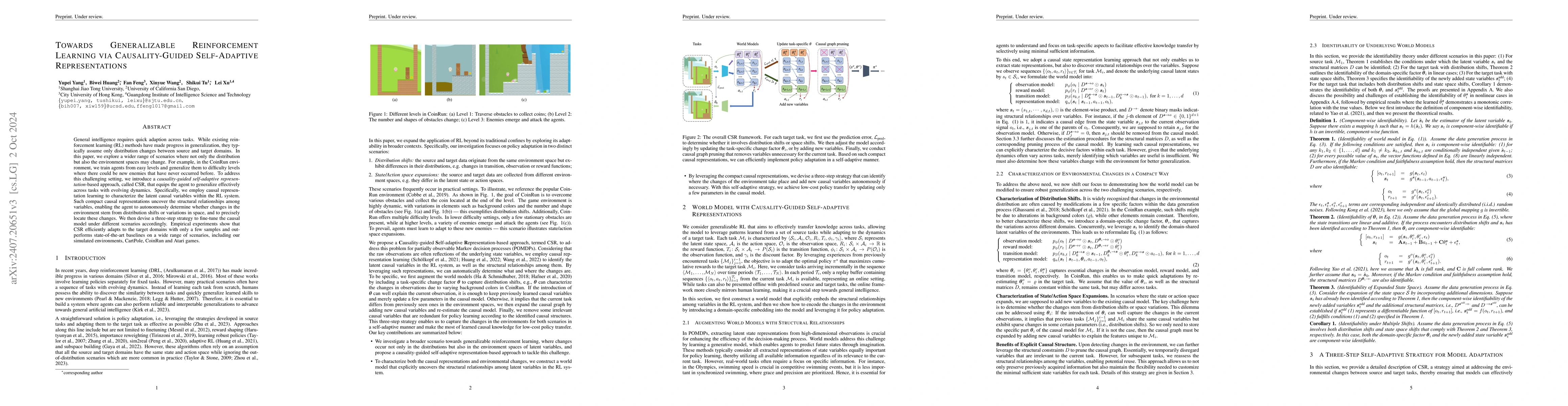 Thumbnail for Towards Generalizable Reinforcement Learning via Causality-Guided
  Self-Adaptive Representations