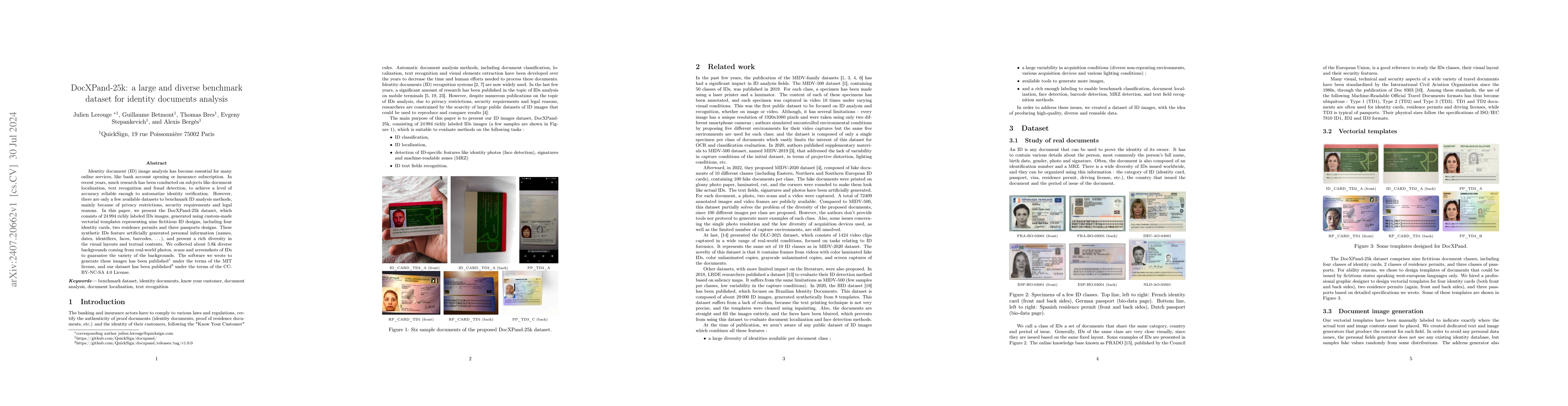 Thumbnail for DocXPand-25k: a large and diverse benchmark dataset for identity
  documents analysis