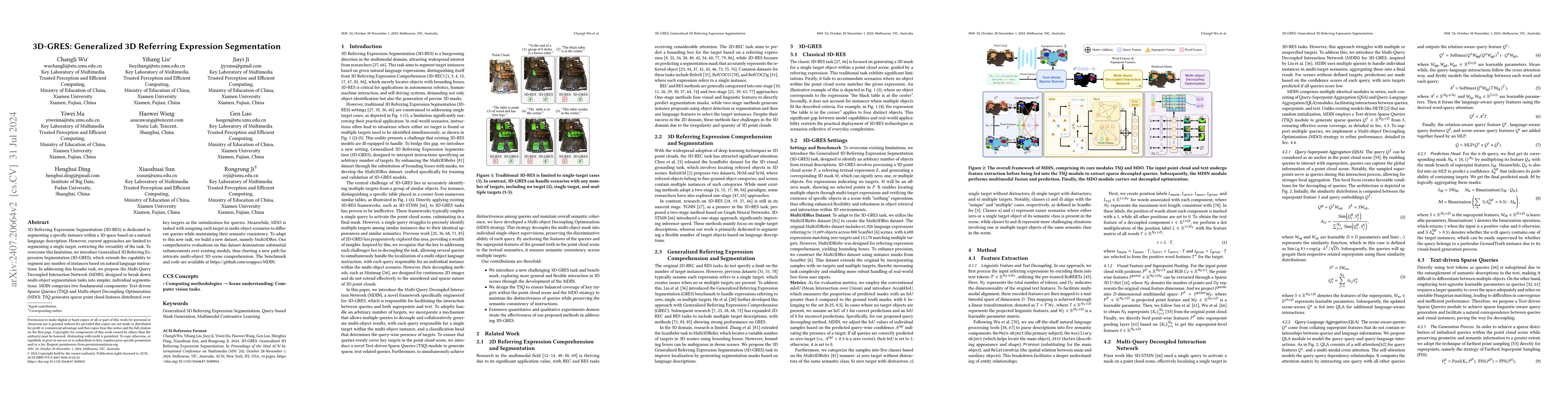 Thumbnail for 3D-GRES: Generalized 3D Referring Expression Segmentation