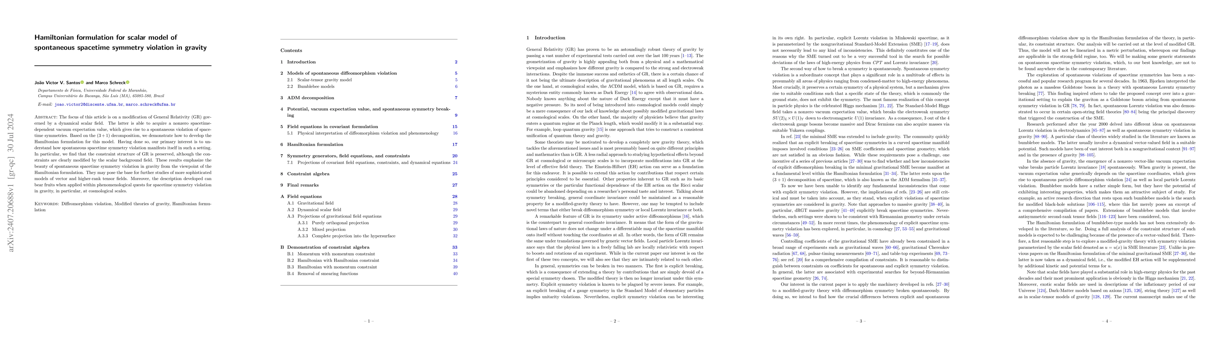 Thumbnail for Hamiltonian formulation for scalar model of spontaneous spacetime
  symmetry violation in gravity