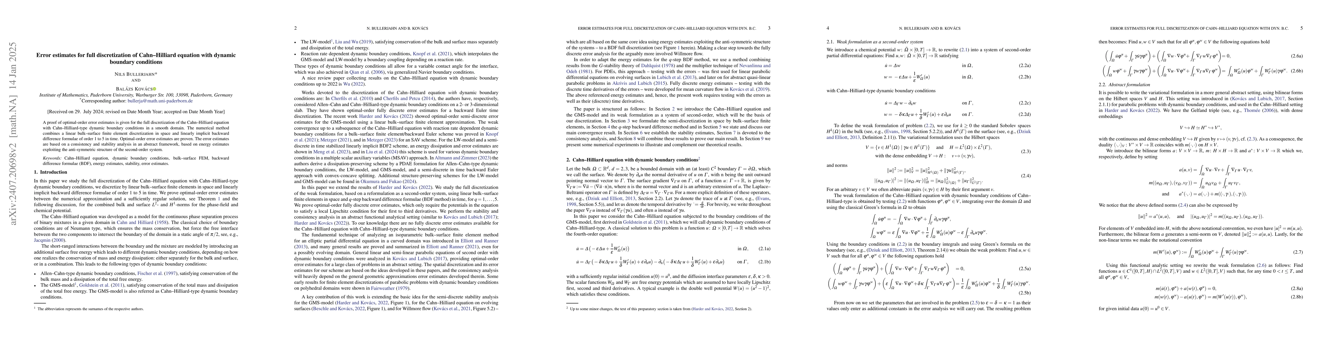 Thumbnail for Error estimates for full discretization of Cahn--Hilliard equation with
  dynamic boundary conditions