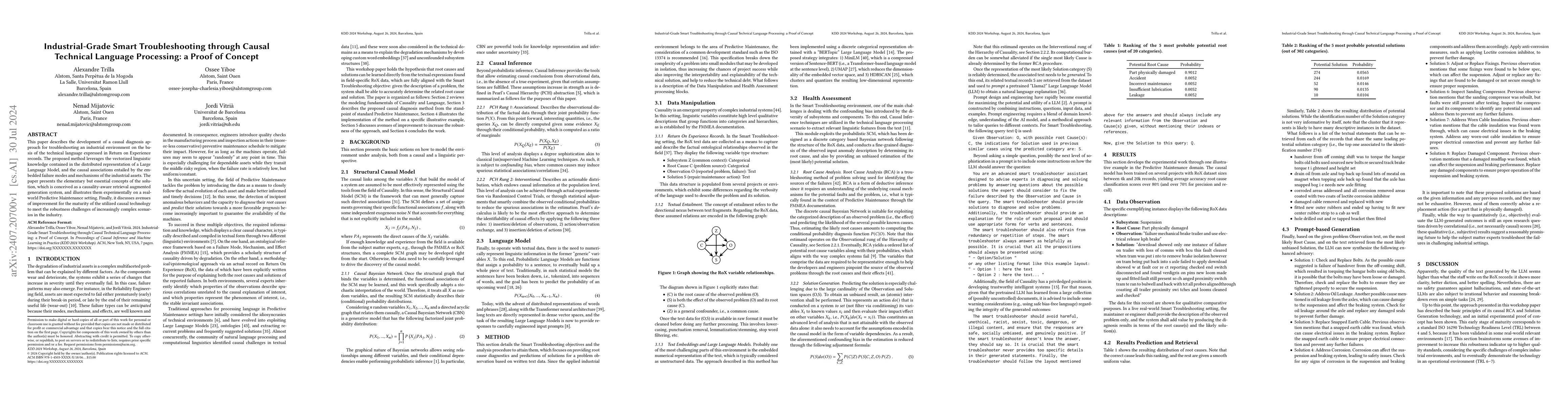 Thumbnail for Industrial-Grade Smart Troubleshooting through Causal Technical Language
  Processing: a Proof of Concept
